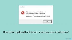 How to fix logilda dll not found or missing error in windows copy