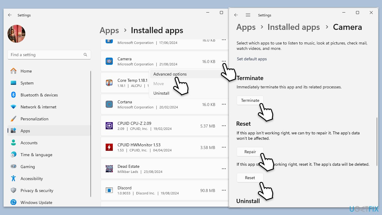 How to fix make sure your face is centered in the frame issue when setting up facial recognition in windows repair reset camera app copy