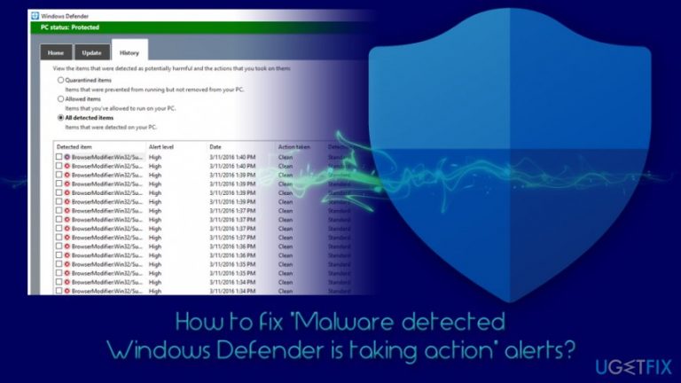 How to fix “Malware detected Windows Defender is taking action” alerts?