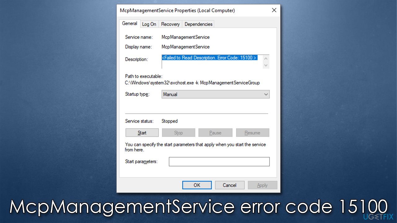 How to fix McpManagementService error code 15100 in Windows?