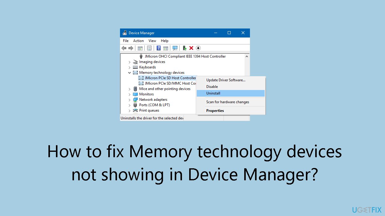 How to fix Memory technology devices not showing in Device Manager
