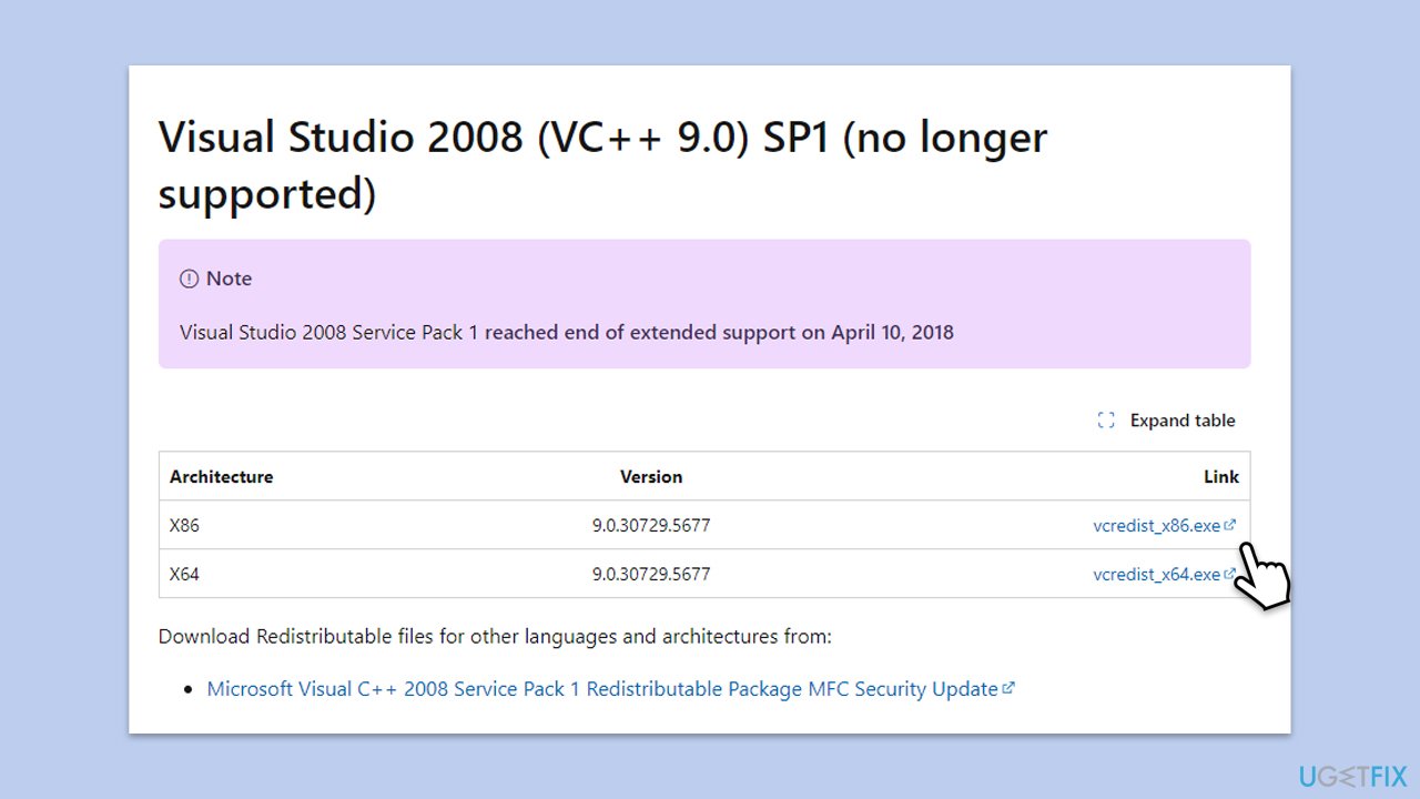 Instal VisualC++ 2008