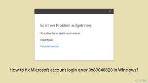 How to fix microsoft account login error 0x80048820 in windows copy