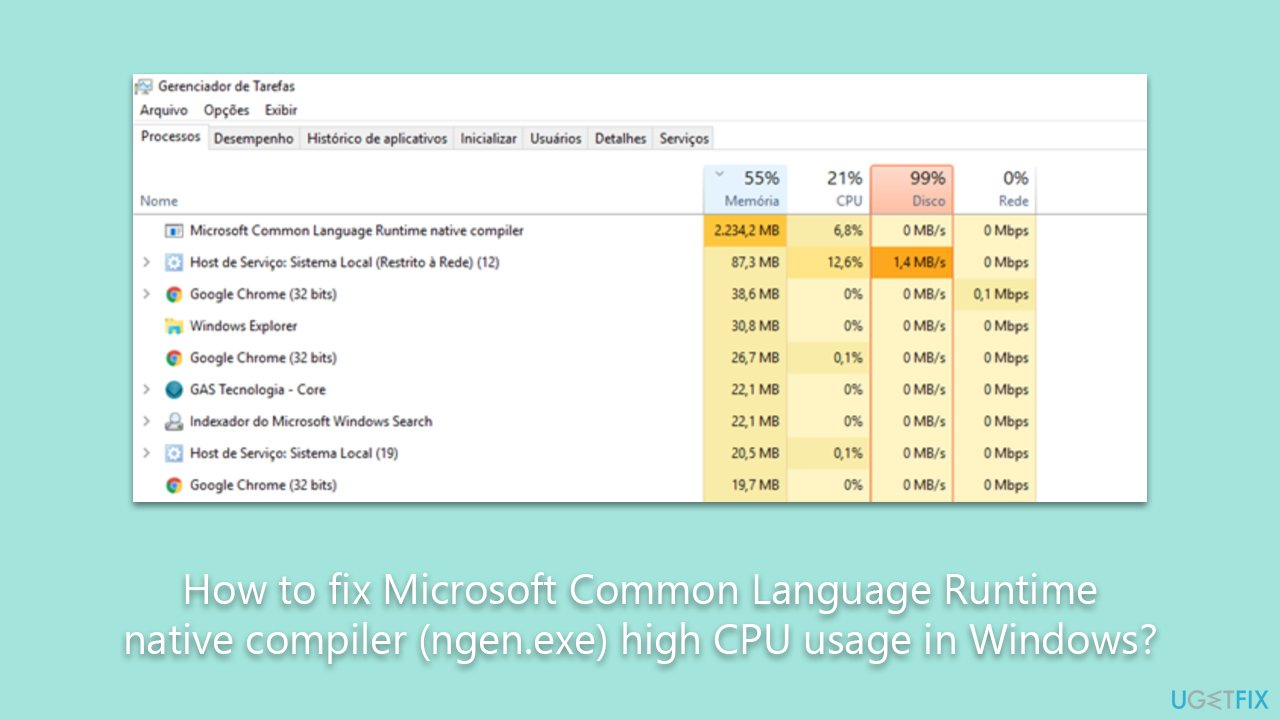 How to fix Microsoft Common Language Runtime native compiler (ngen.exe) high CPU usage in Windows?