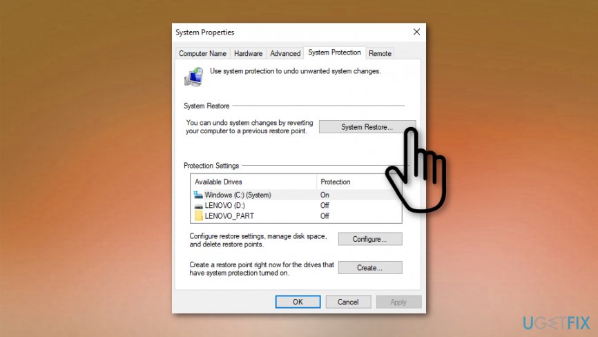 Create system restore oint
