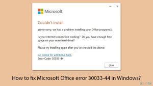 How to fix microsoft office error 30033 44 in windows copy