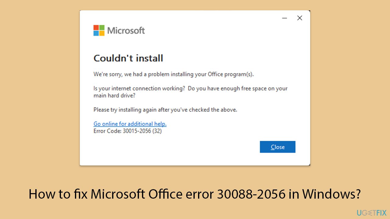How to fix microsoft office error 30088 2056 in windows copy