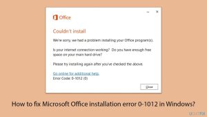 How to fix microsoft office installation error 0 1012 in windows copy