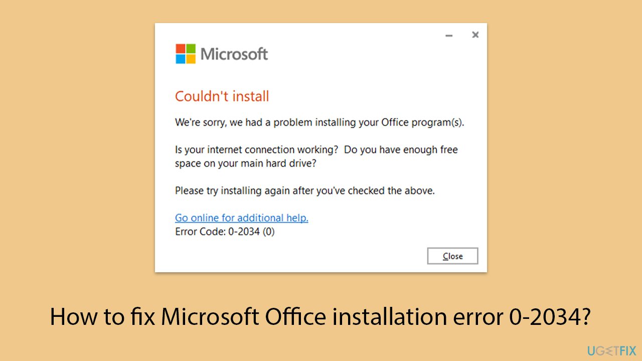 How to fix Microsoft Office installation error 0-2034?