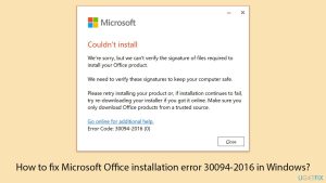 How to fix microsoft office installation error 30094 2016 in windows copy