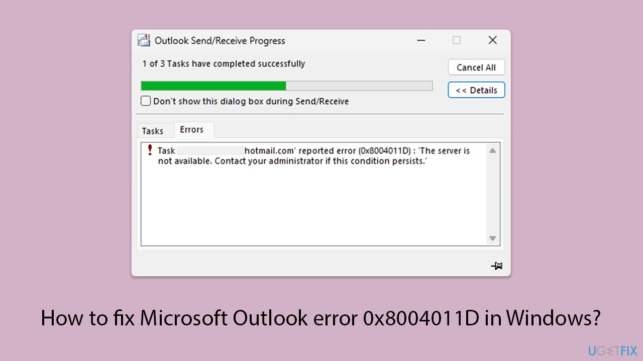 How to fix microsoft outlook error 0x8004011d in windows copy