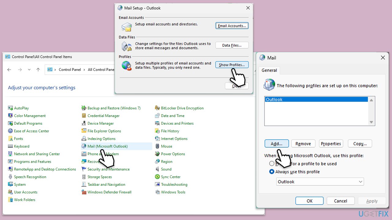How to fix microsoft outlook error 0x8004011d in windows create new user profile copy