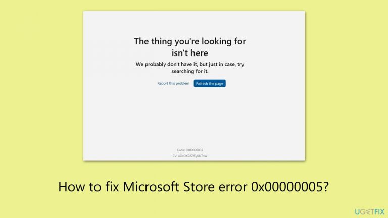 How to fix Microsoft Store error 0x00000005?