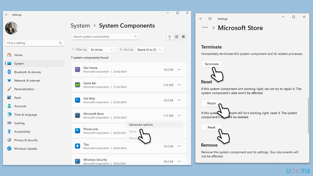 How to fix microsoft store error pardon the interruption in windows repair reset store