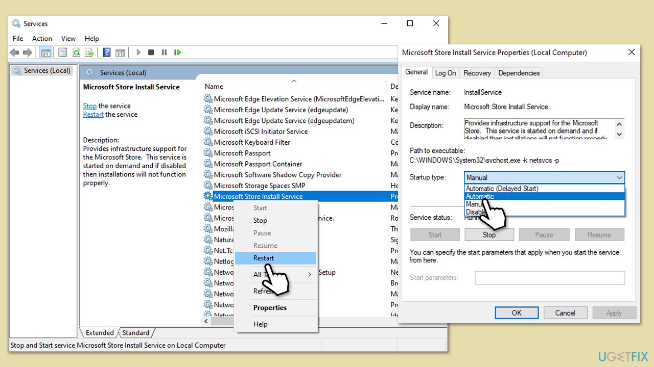 How to fix microsoft store is blocked error in windows check microsoft install service
