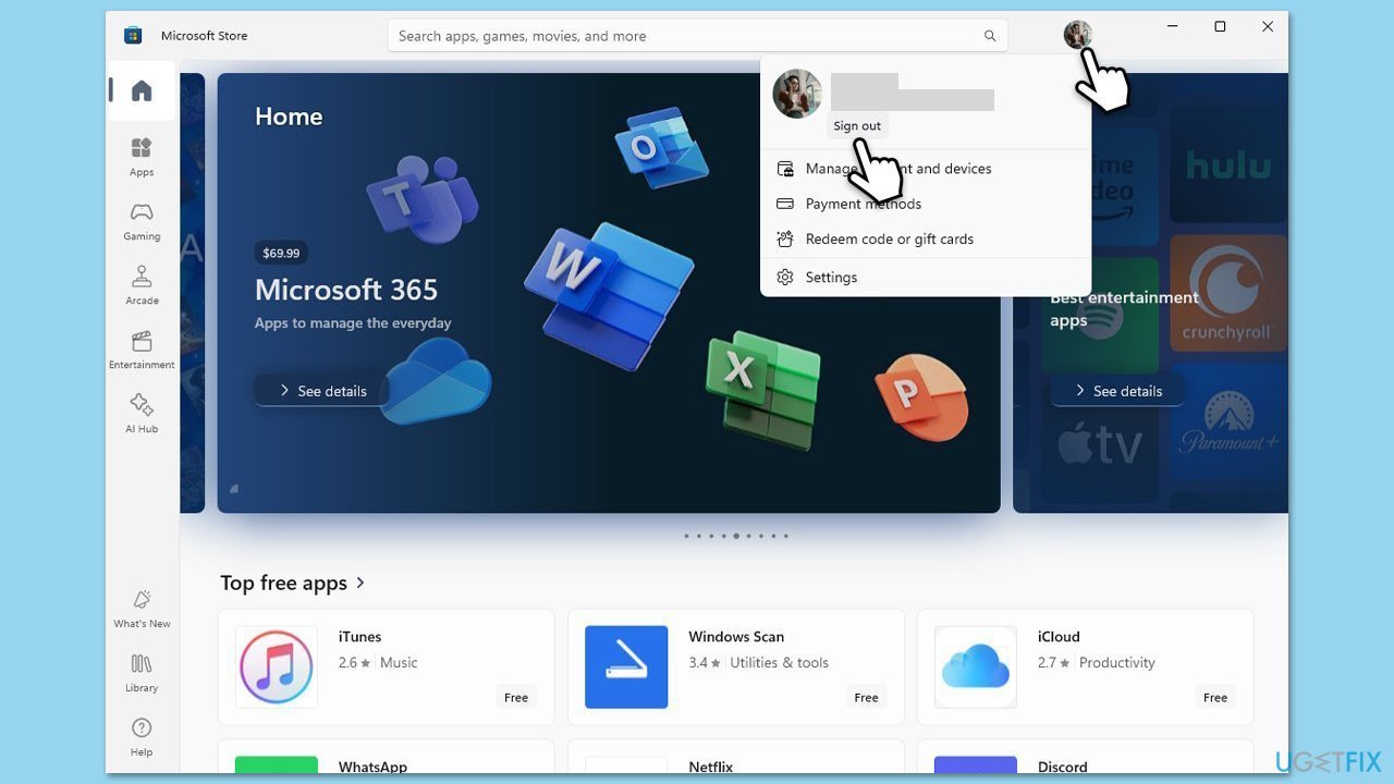 How to fix microsoft store stuck on updating sign out