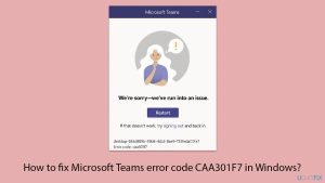 How to fix microsoft teams error code caa301f7 in windows copy