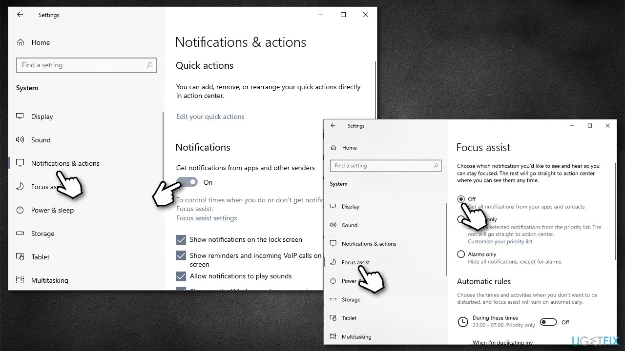 Enable notifications via Windows settings