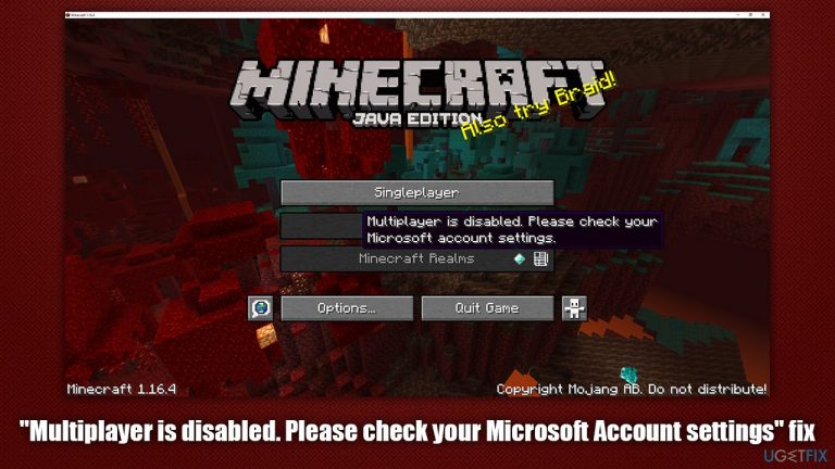 How to fix Minecraft error “Multiplayer is disabled. Please check your Microsoft Account settings”?