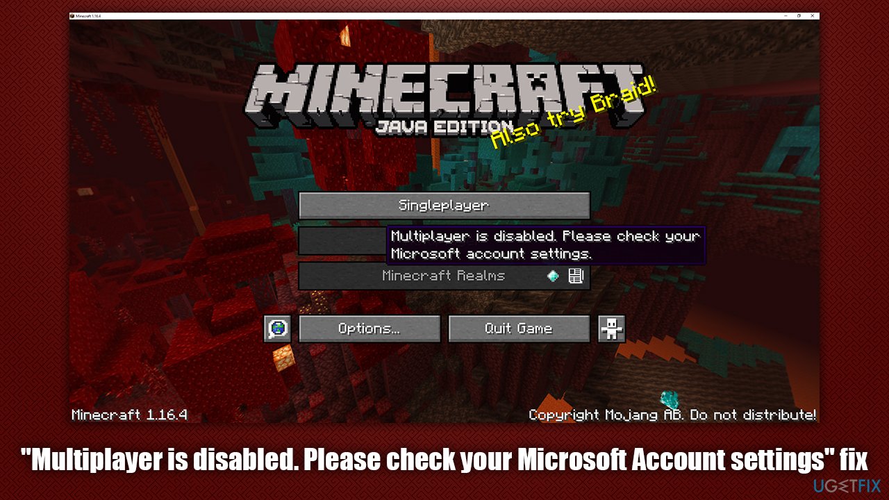 How to fix Minecraft error Multiplayer is disabled. Please check your Microsoft Account settings?