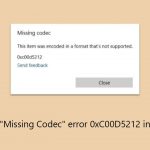 How to fix missing codec error 0xc00d5212 in windows
