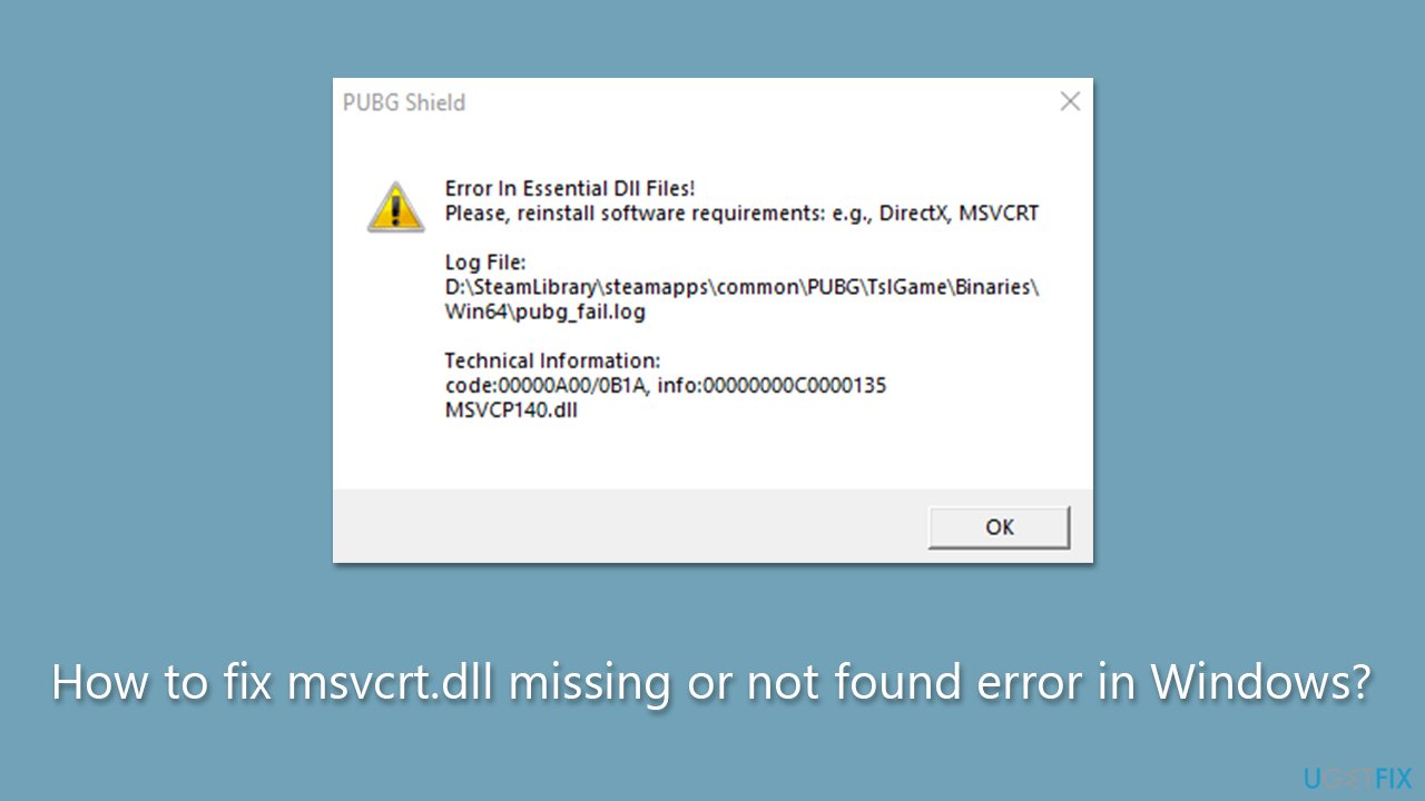 How to fix msvcrt.dll missing or not found error in Windows?
