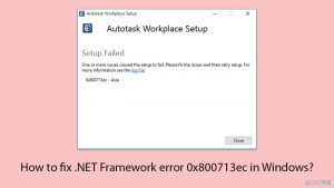 How to fix net framework error 0x800713ec in windows copy