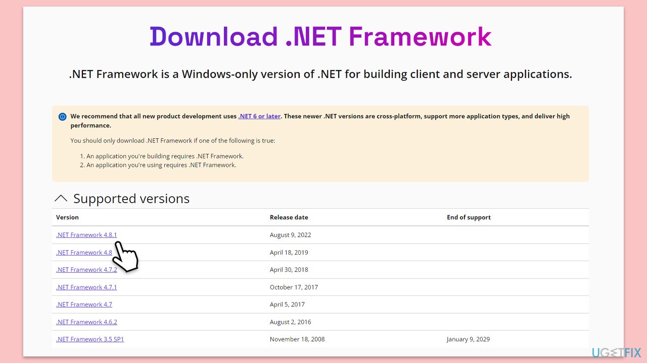 Download the missing NET Framework