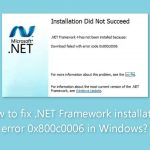 How to fix net framework installation error 0x800c0006 in windows