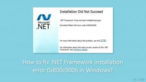 How to fix net framework installation error 0x800c0006 in windows