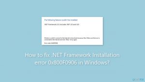 How to fix net framework installation error 0x800f0906 in windows