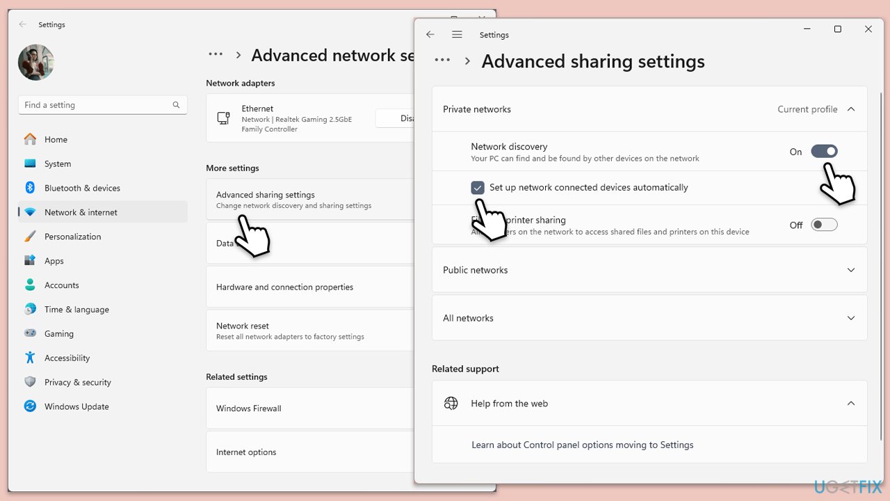 Enable Network Discovery in Network and Sharing Center