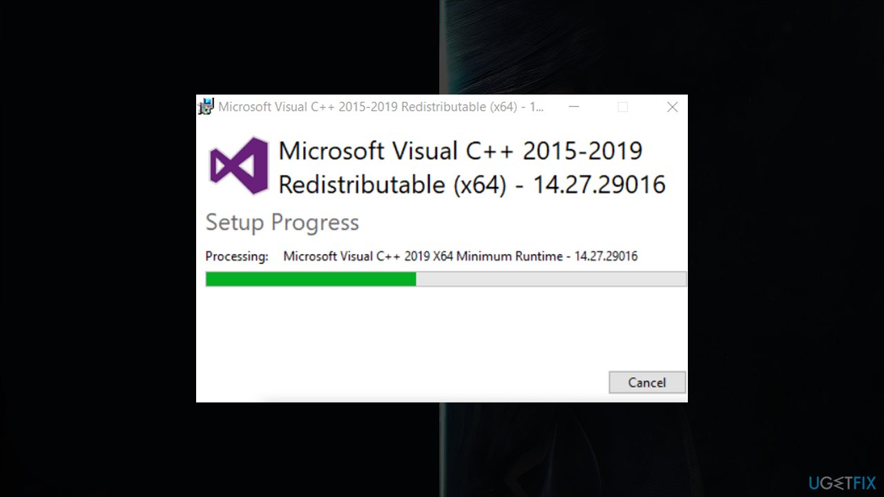 Install the missing Visual C++ packages