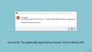 How to fix no applicable app licenses found error in minecraft copy