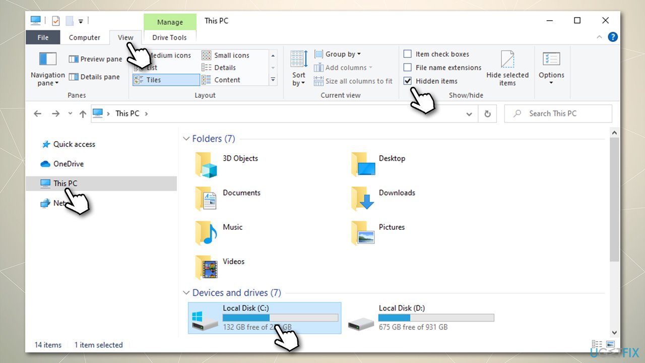 Make hidden files visible in File Explorer