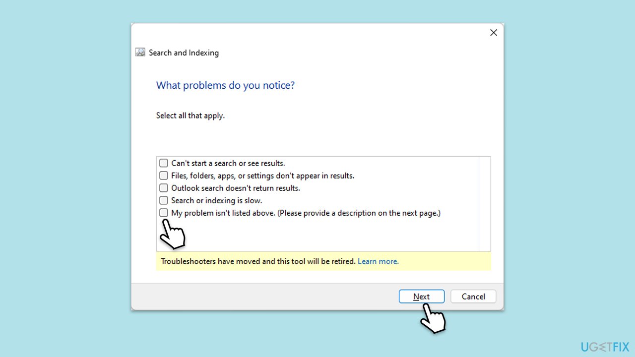 How to fix no web results when using windows search and indexcing troubleshooter copy