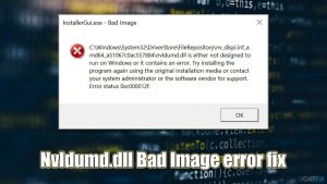 How to fix nvldumd dll bad image error in windows