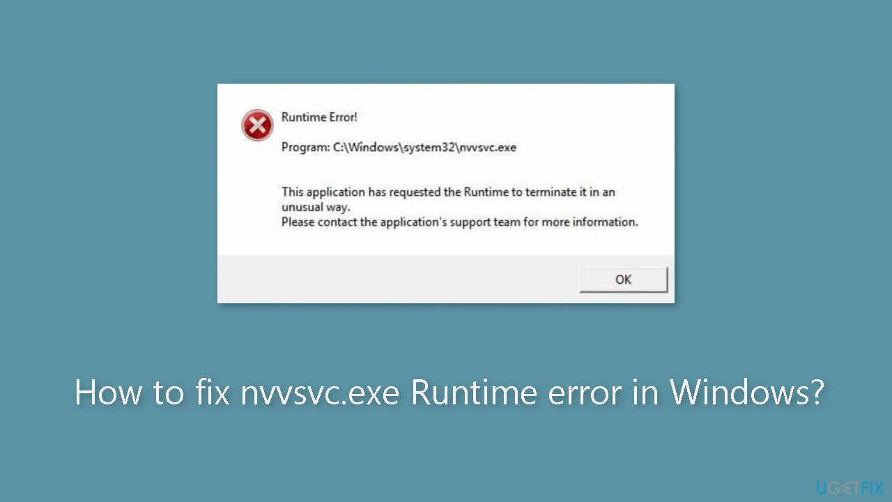 How to fix nvvsvc.exe Runtime error in Windows