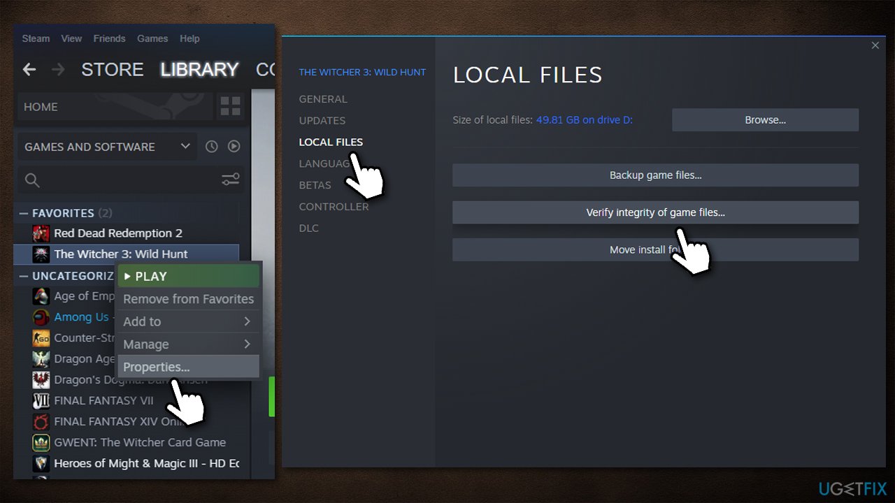 Verify integrity of game files on Steam