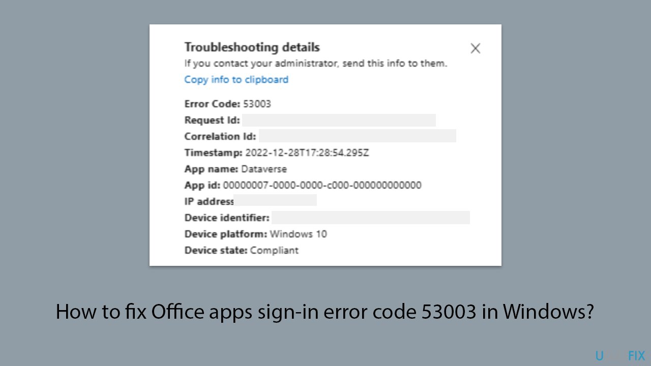 How to fix Office apps sign-in error code 53003 in Windows?