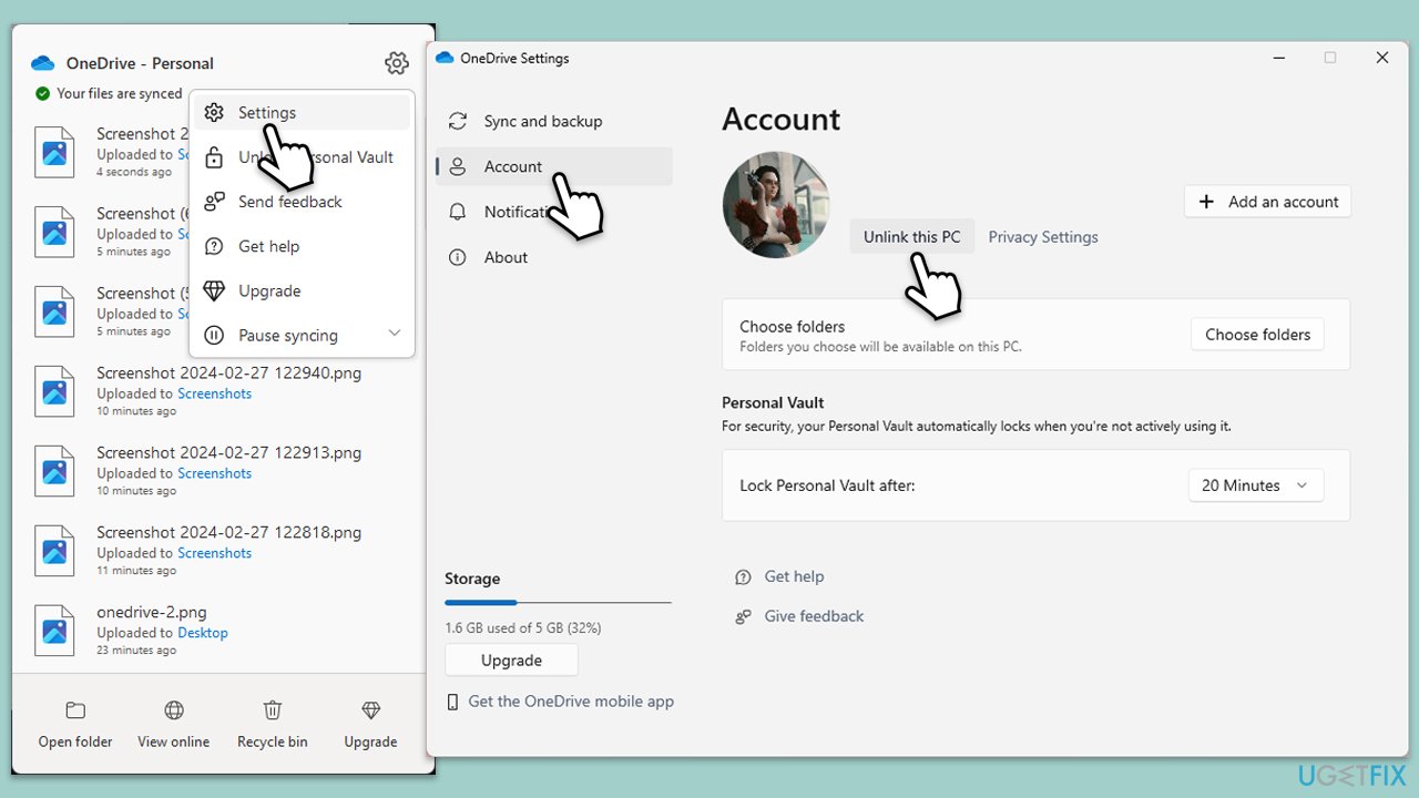 How to fix onedrive error 0x8004da9a in windows unlink onedrive copy