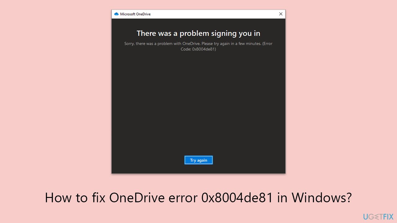 How to fix onedrive error 0x8004de81 in windows copy