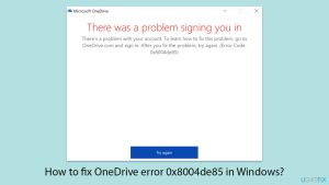 How to fix onedrive error 0x8004de85 in windows copy