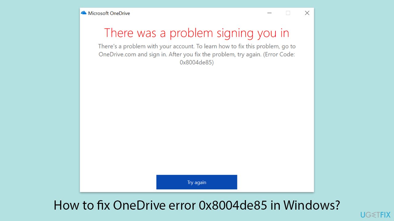 How to fix onedrive error 0x8004de85 in windows copy