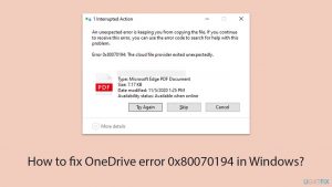 How to fix onedrive error 0x80070194 in windows copy