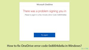 How to fix onedrive error code 0x8004de8a in windows copy