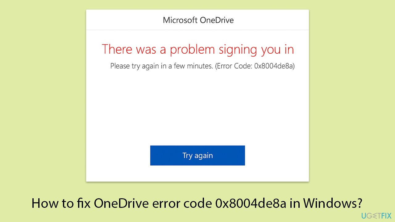 How to fix onedrive error code 0x8004de8a in windows copy
