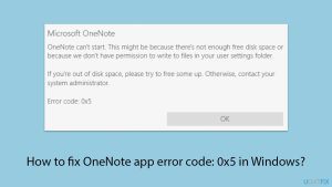 How to fix onenote app error code 0x5 in windows copy