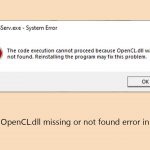 How to fix opencl dll missing or not found error in windows