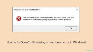 How to fix opencl dll missing or not found error in windows